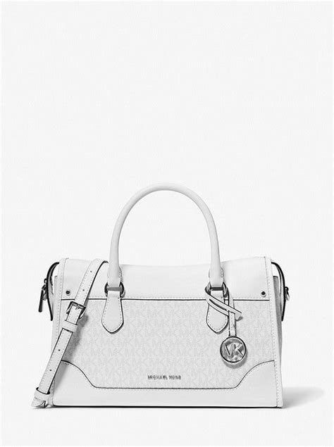 michael michael kors harrison medium logo satchel|Michael Kors manhattan contrast trim.